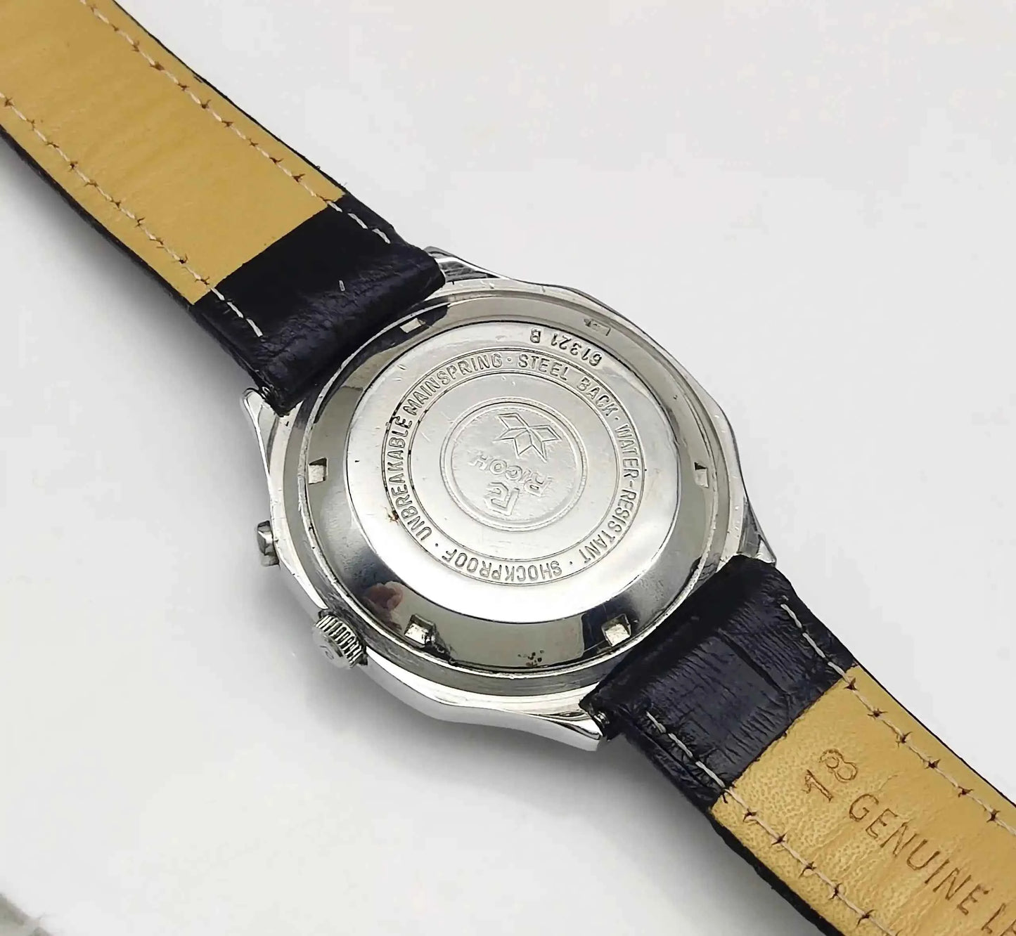 Ricoh White Dial 21 Jewels Shock Proof English Numerals Day Date Automatic Watch