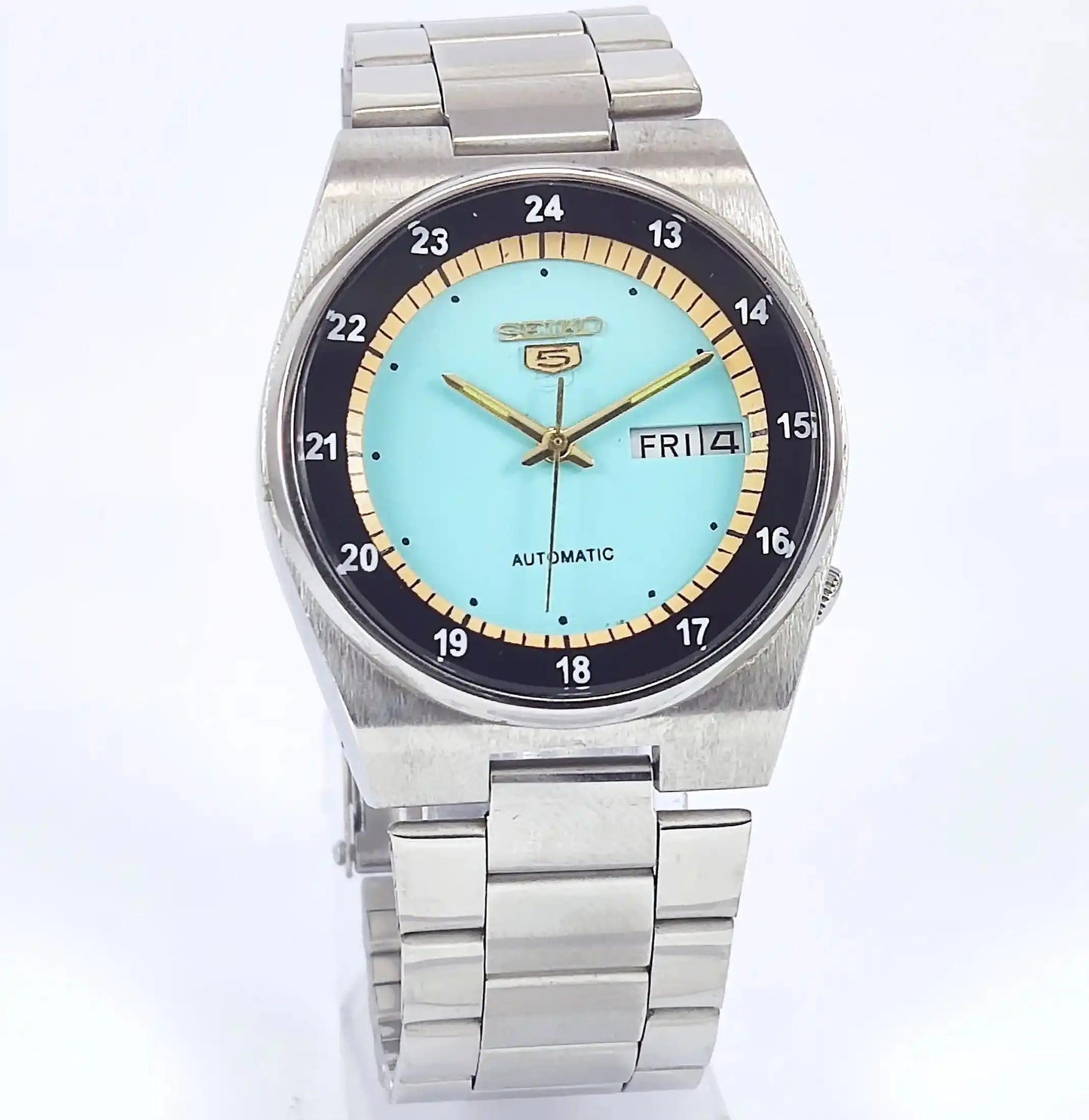 Seiko 5 Automatic 23 Jewels 6349A Turquoise Dial Discover-Diamonds Physical