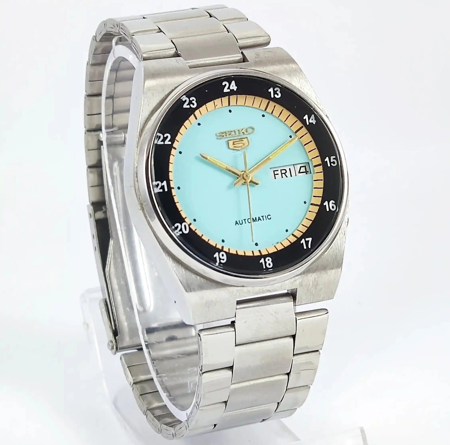 Seiko 5 Automatic 23 Jewels 6349A Turquoise Dial Discover-Diamonds Physical