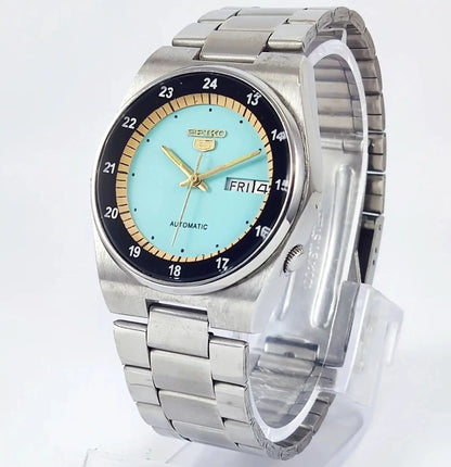 Seiko 5 Automatic 23 Jewels 6349A Turquoise Dial Discover-Diamonds Physical