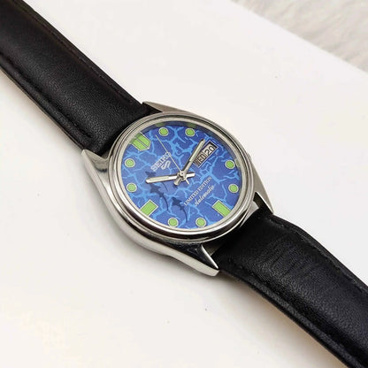 Seiko 5 Automatic Blue Dial Day Date 17 Jewels 7009A Watch