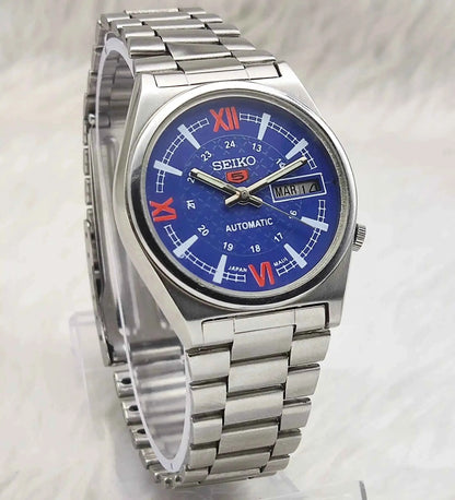 Seiko 5 Automatic Blue Dial Day Date 17 Jewels 7019A Men's Watch