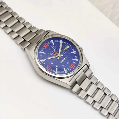 Seiko 5 Automatic Blue Dial Day Date 17 Jewels 7019A Men's Watch