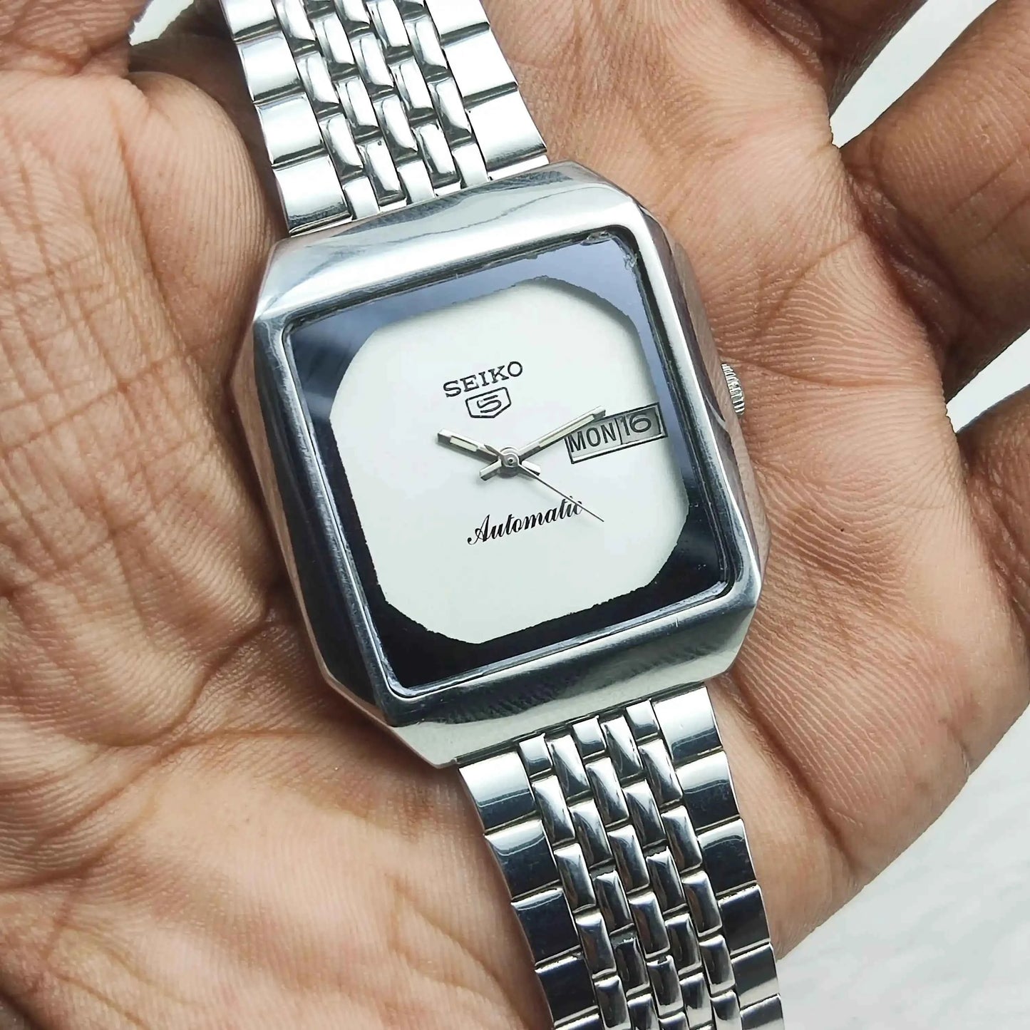 Seiko 5 Automatic Silver Dial Day Date 17 Jewels 6309A Watch