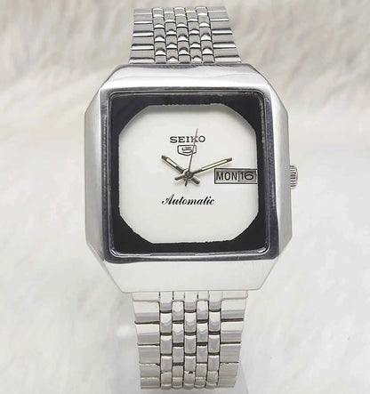 Seiko 5 Automatic Silver Dial Day Date 17 Jewels 6309A Watch