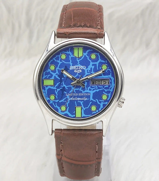 Seiko 5 Limited Edition Automatic Blue Dial Day Date 17 Jewels 7009A Discover-Diamonds Physical