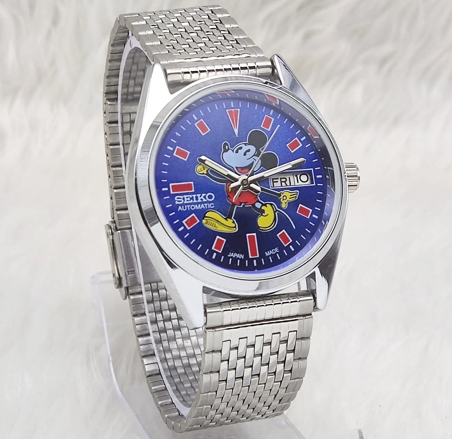 Seiko Micky Mouse Automatic-6309 Blue DIal 17 Jewels Day-Date