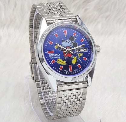 Seiko Micky Mouse Automatic-6309 Blue DIal 17 Jewels Day-Date