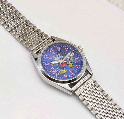 Seiko Micky Mouse Automatic-6309 Blue DIal 17 Jewels Day-Date