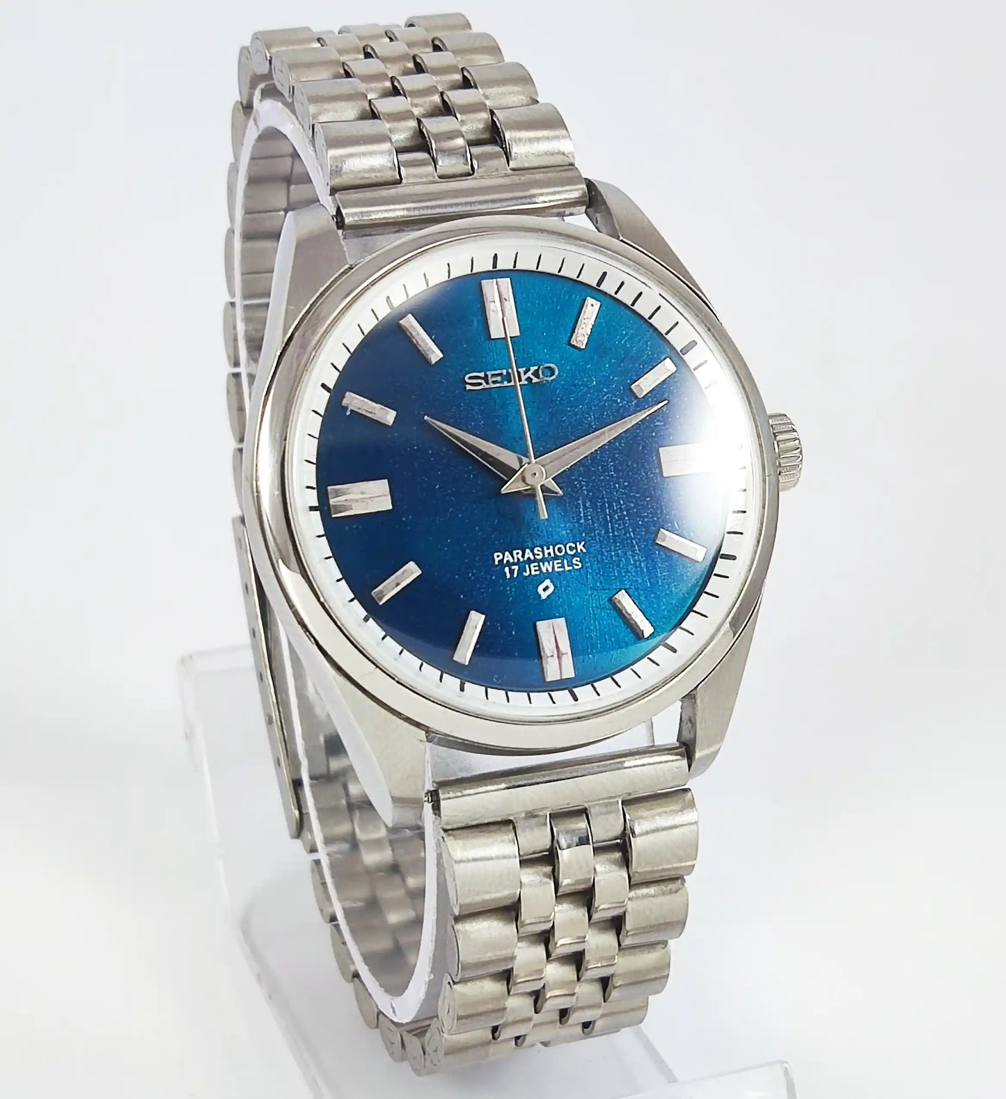 SeikoSHA Rare Piece 17 Jewels Blue Dial Mechanical Handwinding Movement Discover-Diamonds