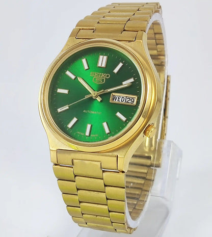 Seiko 5 Automatic 21 Jewels Green Dial 6319A Day Date Discover-Diamonds