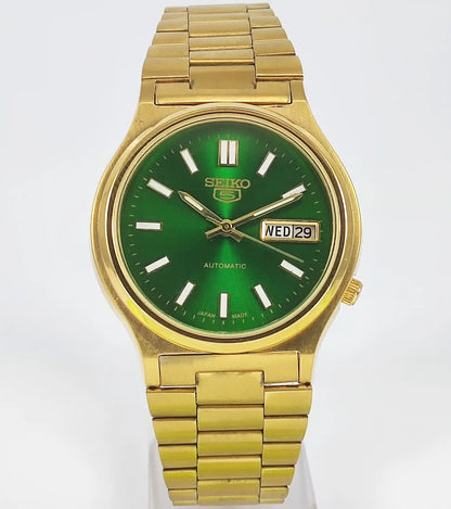 Seiko 5 Automatic 21 Jewels Green Dial 6319A Day Date Discover-Diamonds