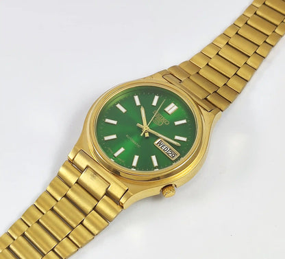 Seiko 5 Automatic 21 Jewels Green Dial 6319A Day Date Discover-Diamonds