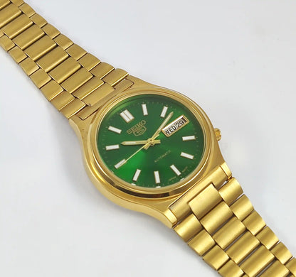 Seiko 5 Automatic 21 Jewels Green Dial 6319A Day Date Discover-Diamonds