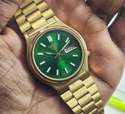 Seiko 5 Automatic 21 Jewels Green Dial 6319A Day Date Discover-Diamonds