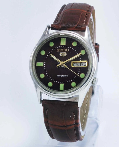 Seiko 5 Automatic 7009A Maroon Dial 17 Jewels Men's Watch Discover-Diamonds