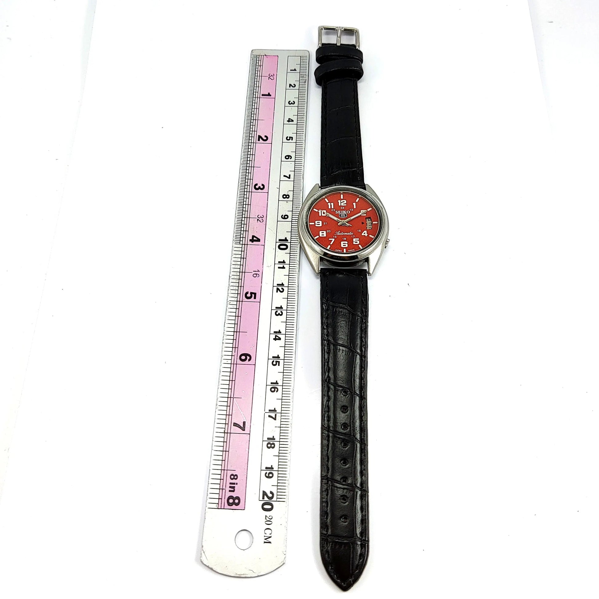 Seiko 5 Automatic-7009A Red Dial 17Jewels Day Date Men's Wrist Mechanical Watch - Discover-Diamonds