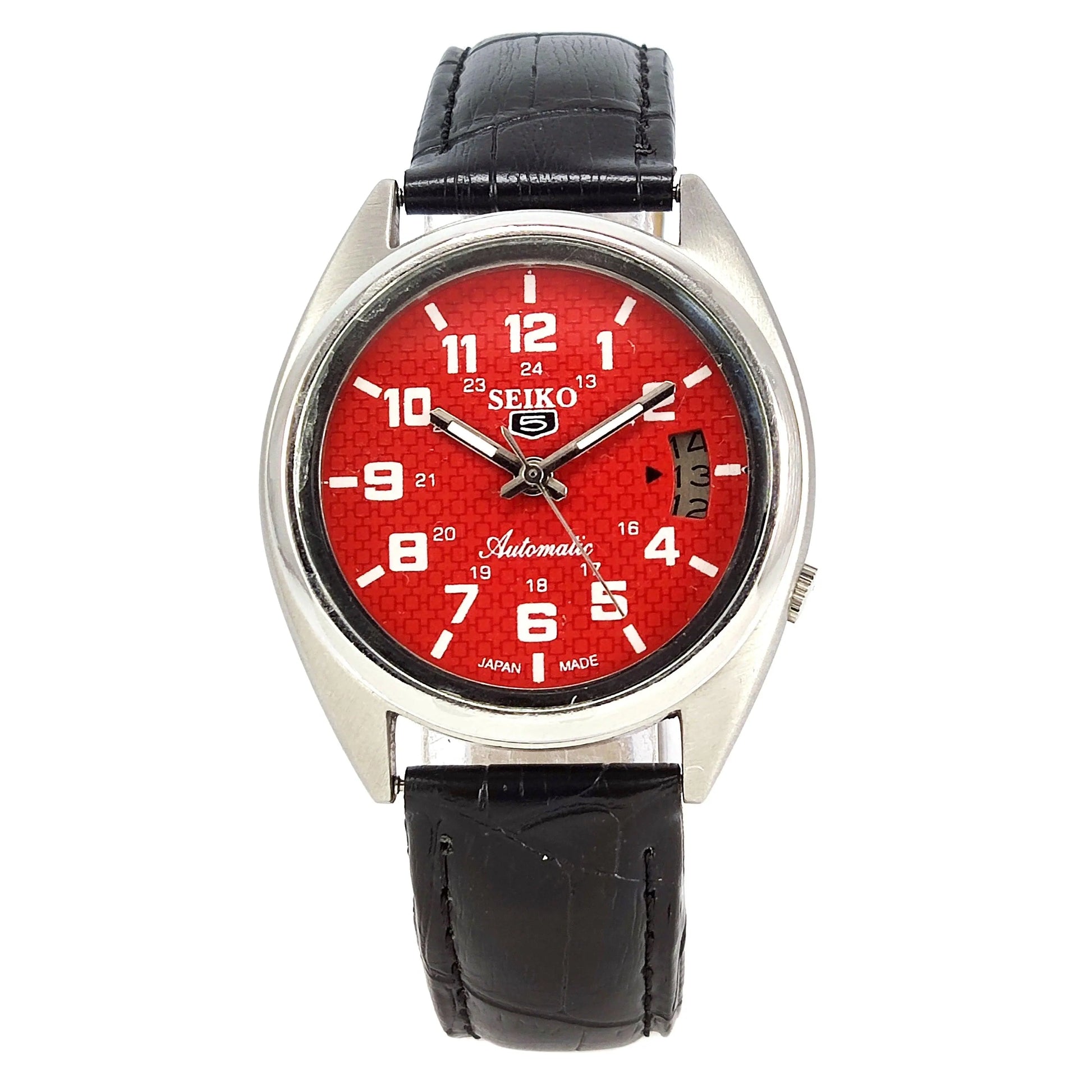 Seiko 5 Automatic-7009A Red Dial 17Jewels Day Date Men's Wrist Mechanical Watch - Discover-Diamonds