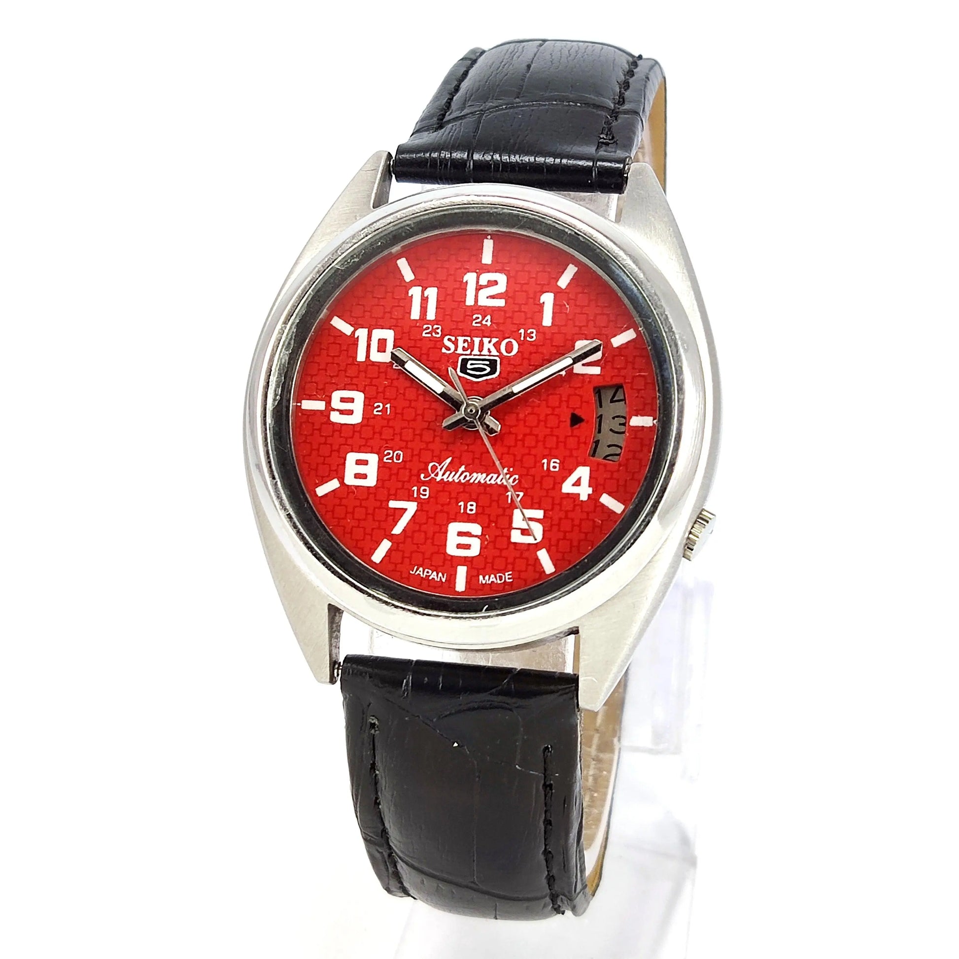 Seiko 5 Automatic-7009A Red Dial 17Jewels Day Date Men's Wrist Mechanical Watch - Discover-Diamonds