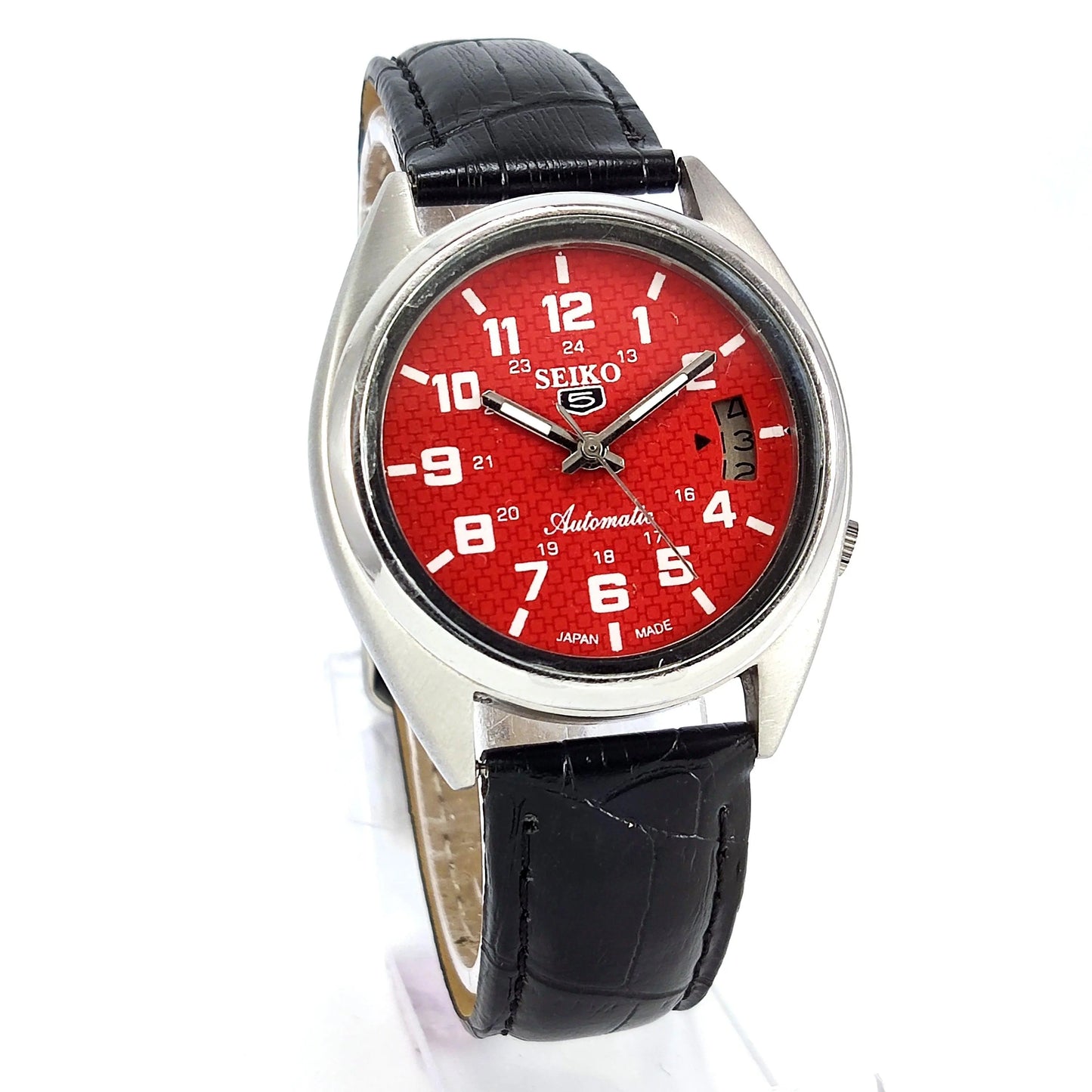 Seiko 5 Automatic-7009A Red Dial 17Jewels Day Date Men's Wrist Mechanical Watch - Discover-Diamonds