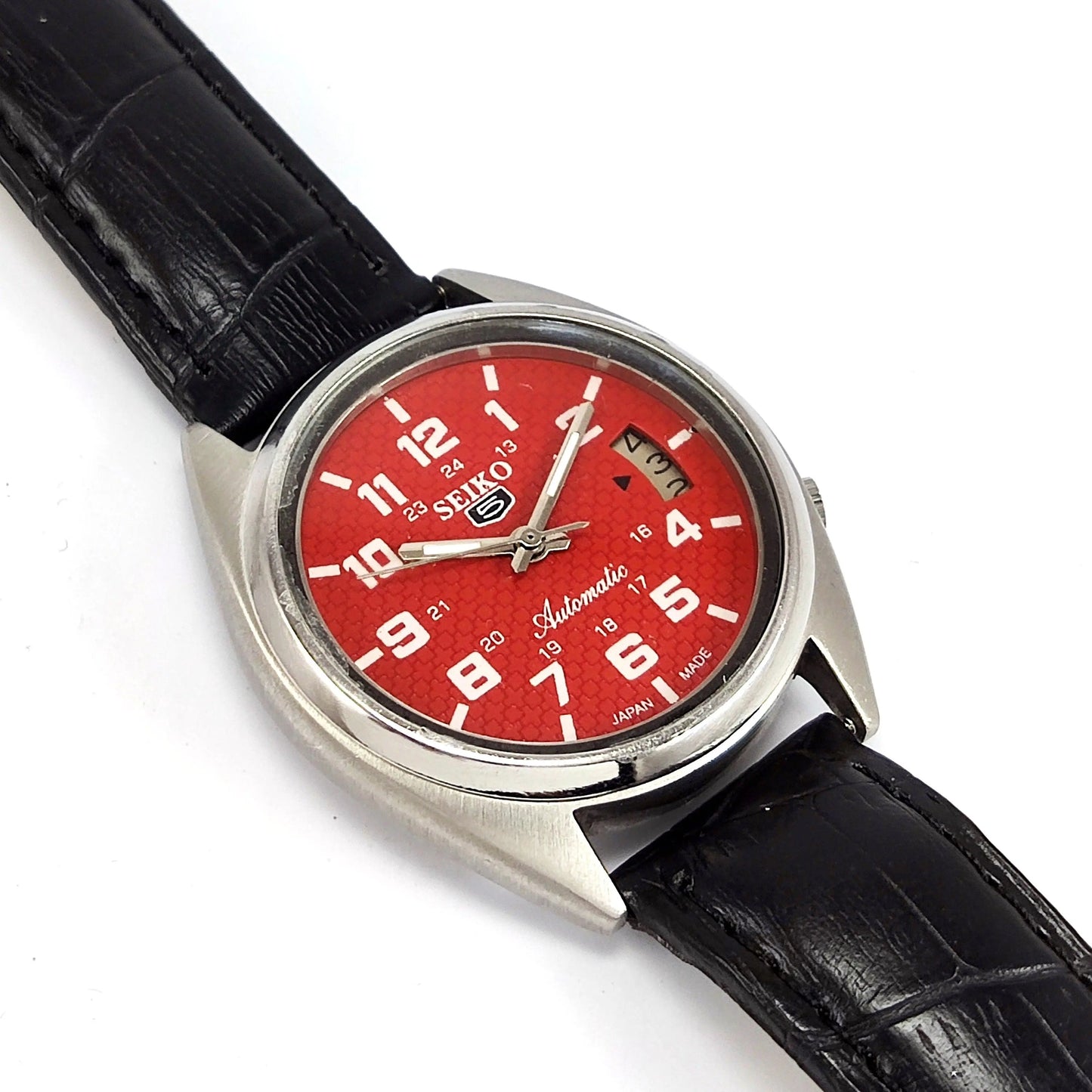 Seiko 5 Automatic-7009A Red Dial 17Jewels Day Date Men's Wrist Mechanical Watch - Discover-Diamonds