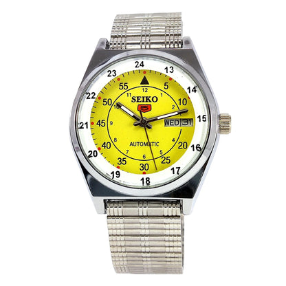 Seiko 5 Mechanical Automatic-6309 Yellow Dial 17 Jewels Day Date Men's Wrist Watch - Discover-Diamonds