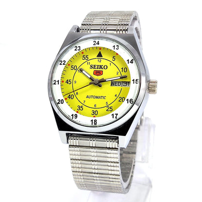 Seiko 5 Mechanical Automatic-6309 Yellow Dial 17 Jewels Day Date Men's Wrist Watch - Discover-Diamonds