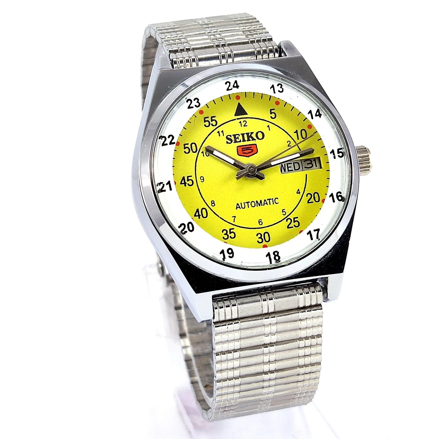 Seiko 5 Mechanical Automatic-6309 Yellow Dial 17 Jewels Day Date Men's Wrist Watch - Discover-Diamonds