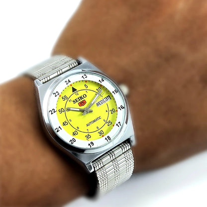 Seiko 5 Mechanical Automatic-6309 Yellow Dial 17 Jewels Day Date Men's Wrist Watch - Discover-Diamonds