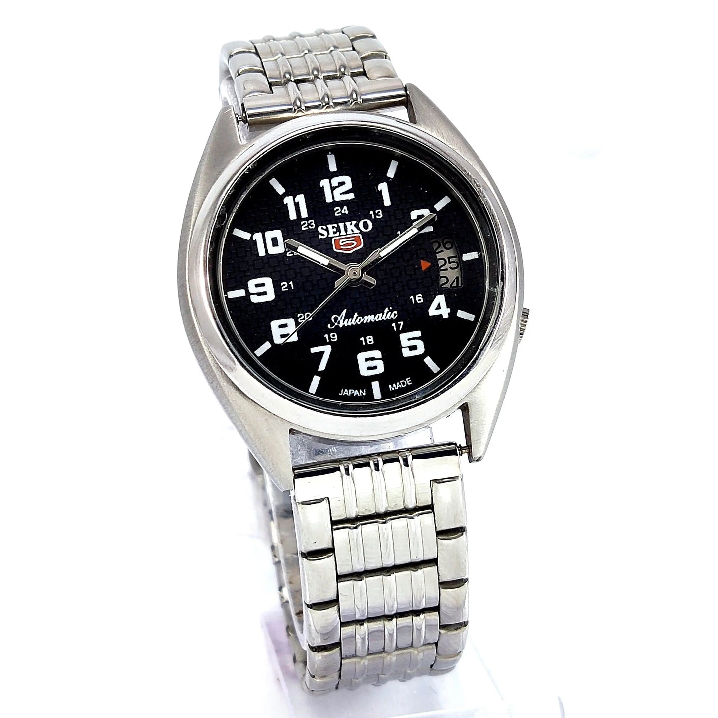 Seiko 5 Mechanical Automatic-7005A Black Dial 17 Jewels Day Date Men's Wrist Watch - Discover-Diamonds