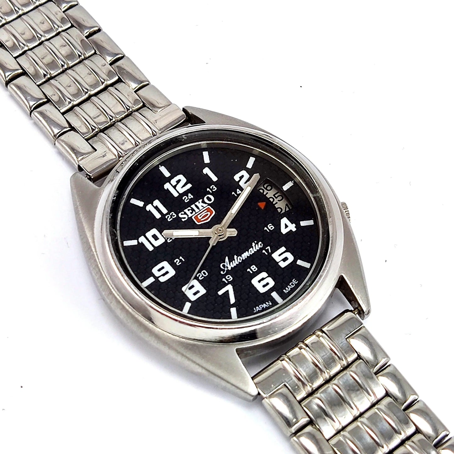 Seiko 5 Mechanical Automatic-7005A Black Dial 17 Jewels Day Date Men's Wrist Watch - Discover-Diamonds