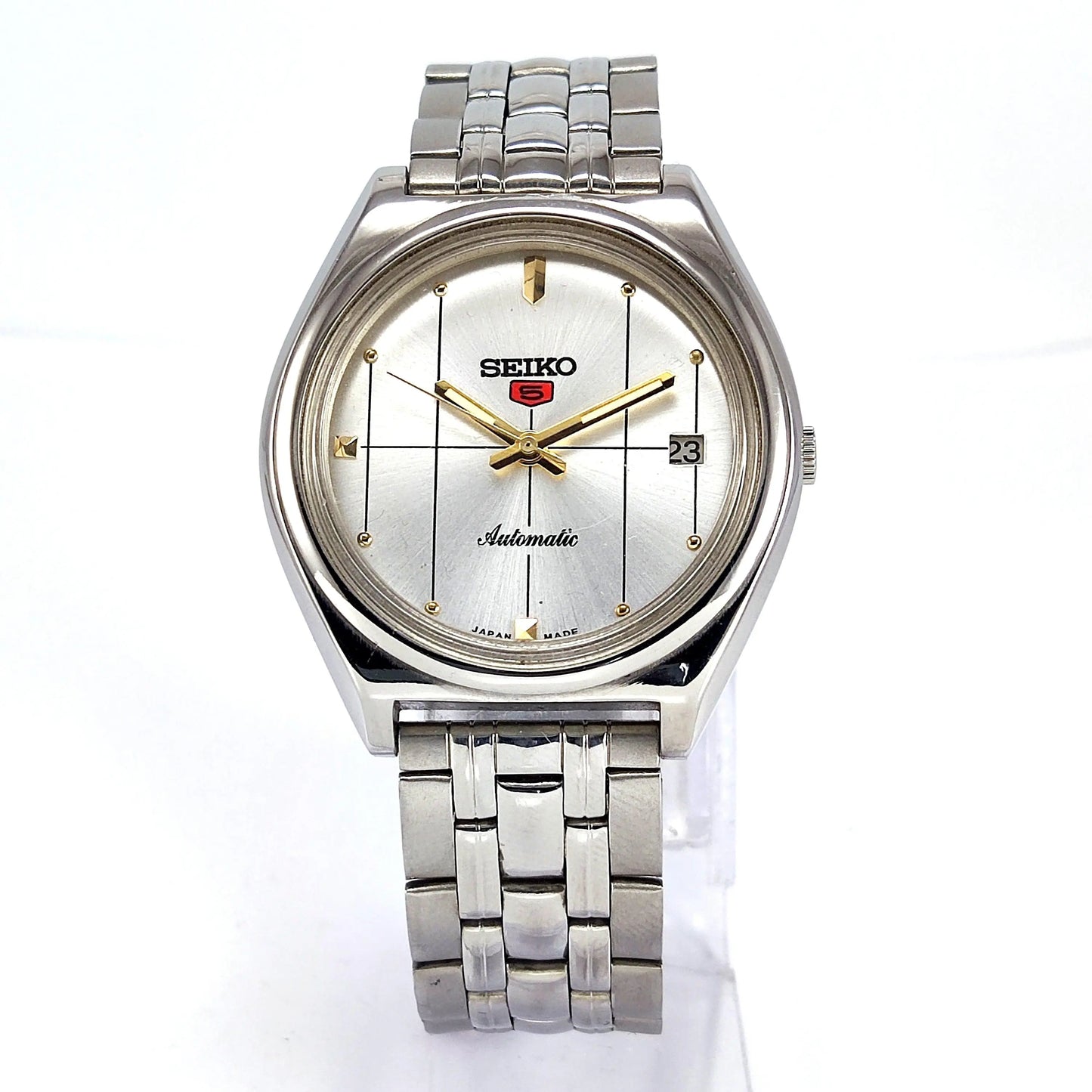 Seiko 5 Automatic-7025A Silver Dial 17 Jewels Day Date Men's Mechanical Watch - Discover-Diamonds