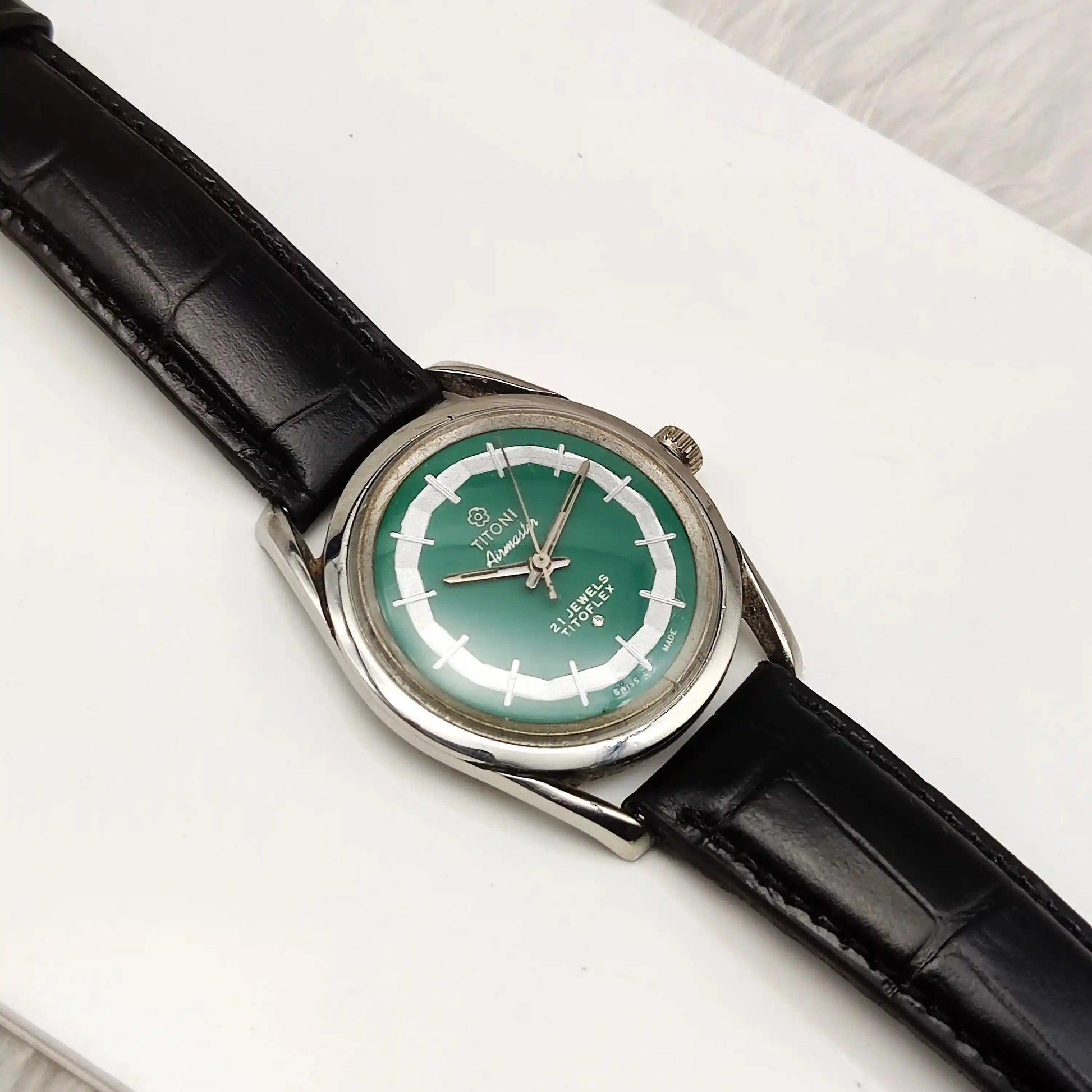 Titoni Airmaster 21 Jewels Titoflex Green Dial Handwinding Women's Watch