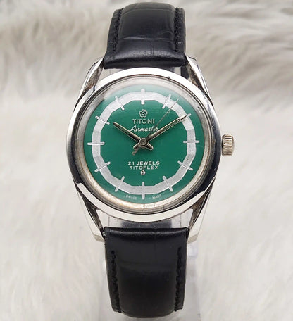 Titoni 21 Jewels Handwinding Women's Watch with Green Dial