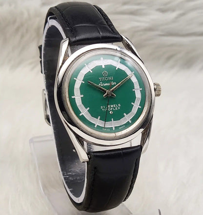 Titoni 21 Jewels Handwinding Women's Watch with Green Dial