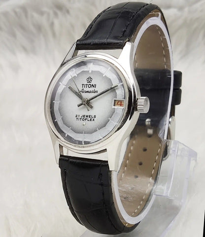 Titoni Airmaster Women's Watch Gray Dial - 21 Jewels Titoflex Handwinding