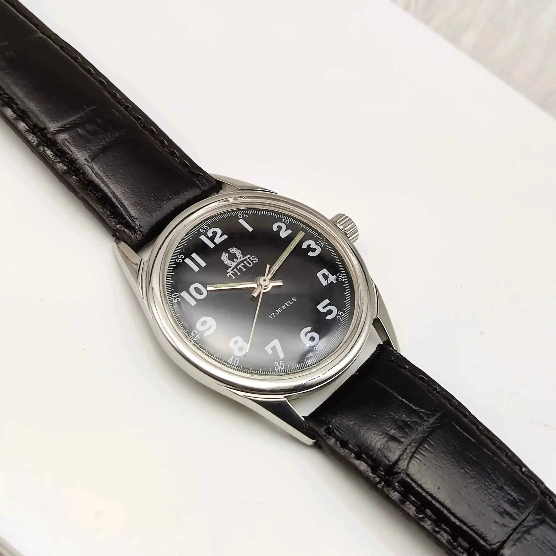 Titus 17 Jewels Incabloc Silver Dial Stick Indices Men's Watch