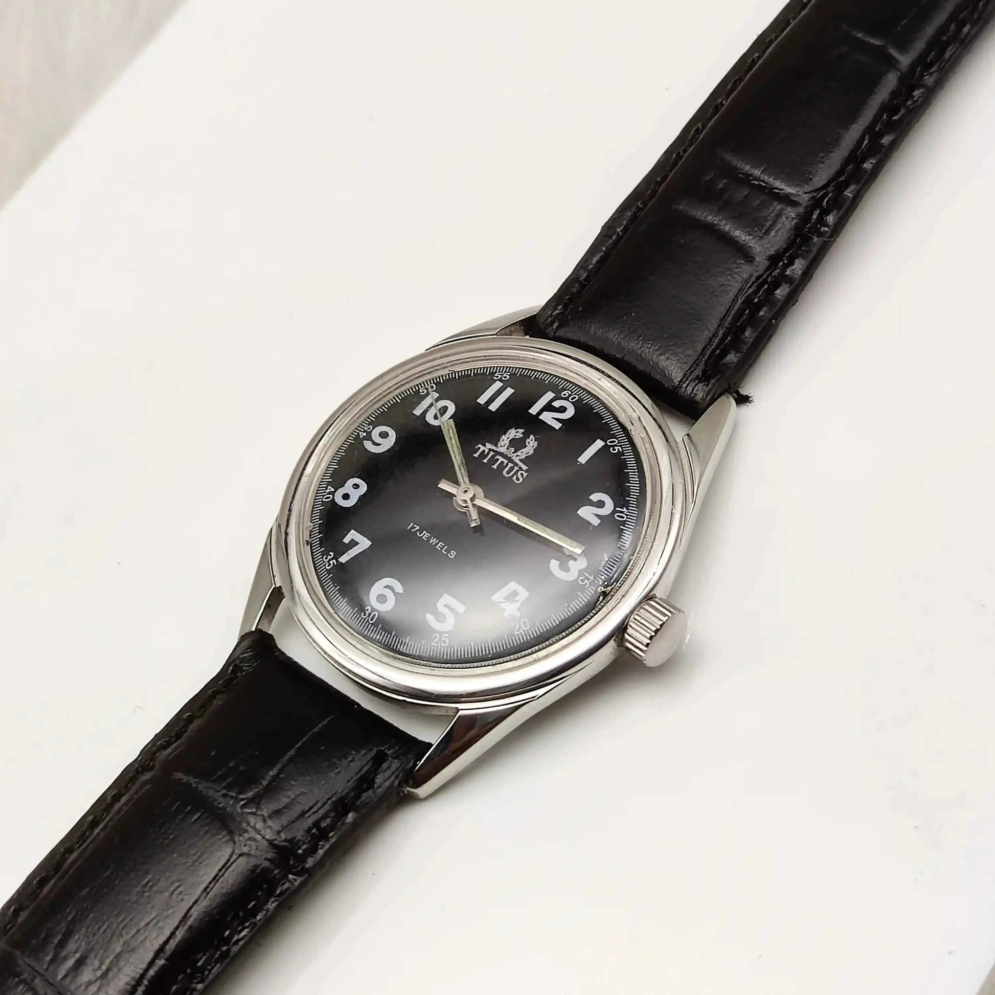 Titus 17 Jewels Incabloc Silver Dial Stick Indices Men's Watch