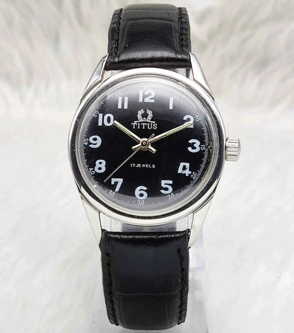 Titus 17 Jewels Incabloc Silver Dial Stick Indices Men's Watch