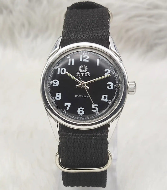 Titus 17 Jewels Men's Watch with Black Dial