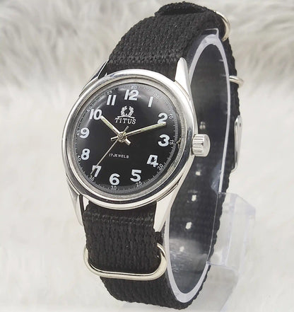 Titus 17 Jewels Men's Watch with Black Dial