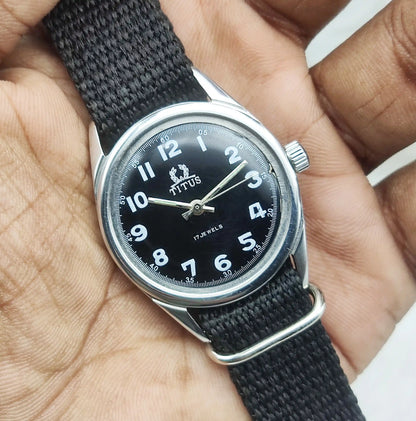 Titus 17 Jewels Men's Watch with Black Dial