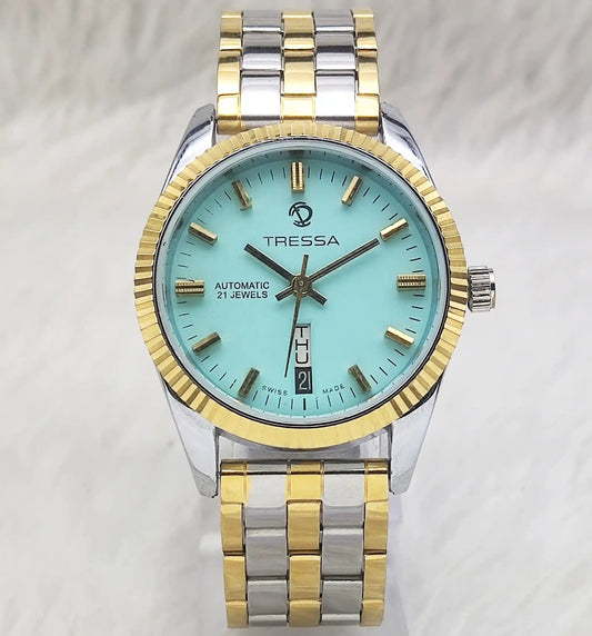 Tressa Automatic 21 Jewels Turquoise Dial Day Date 2066 Men's Watch Discover-Diamonds Physical