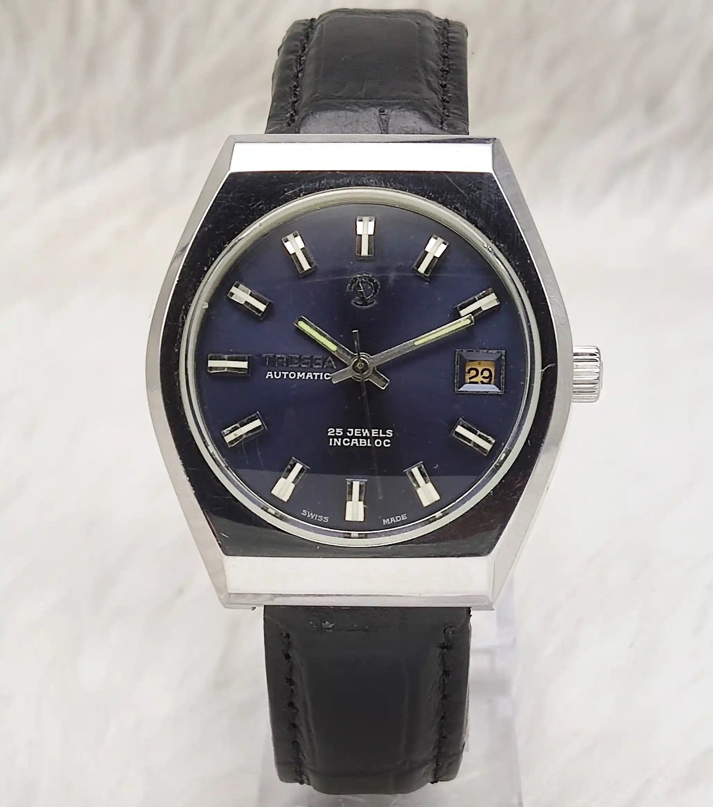 Tressa Automatic 25 Jewels Incabloc Dark Blue Stick Indices Dial Day Date 2066 Men's Watch Discover-Diamonds Physical