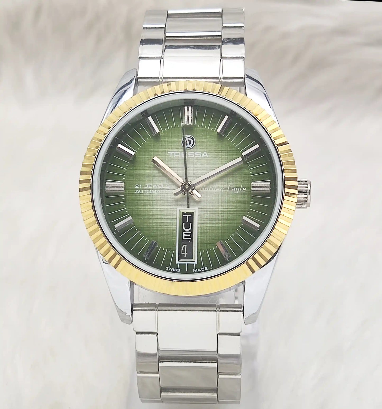 Tressa 2066 Eagle Automatic 21 Jewels Green Dial With Day Date Features