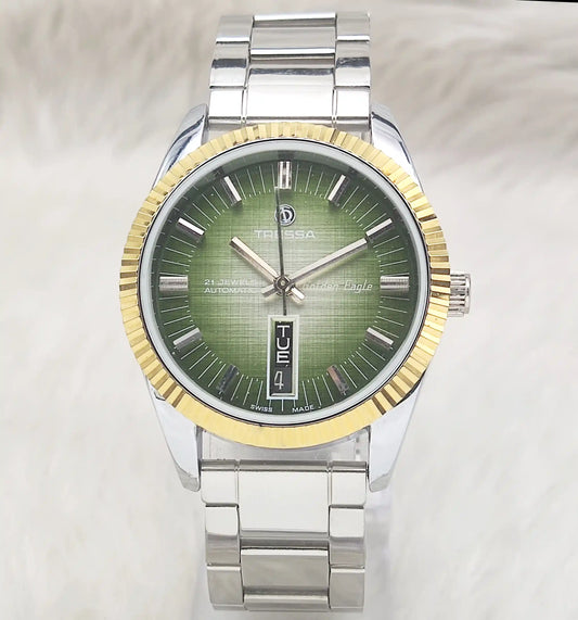Tressa 2066 Eagle Automatic 21 Jewels Green Dial With Day Date Features