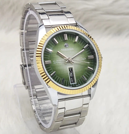 Tressa 2066 Eagle Automatic 21 Jewels Green Dial With Day Date Features