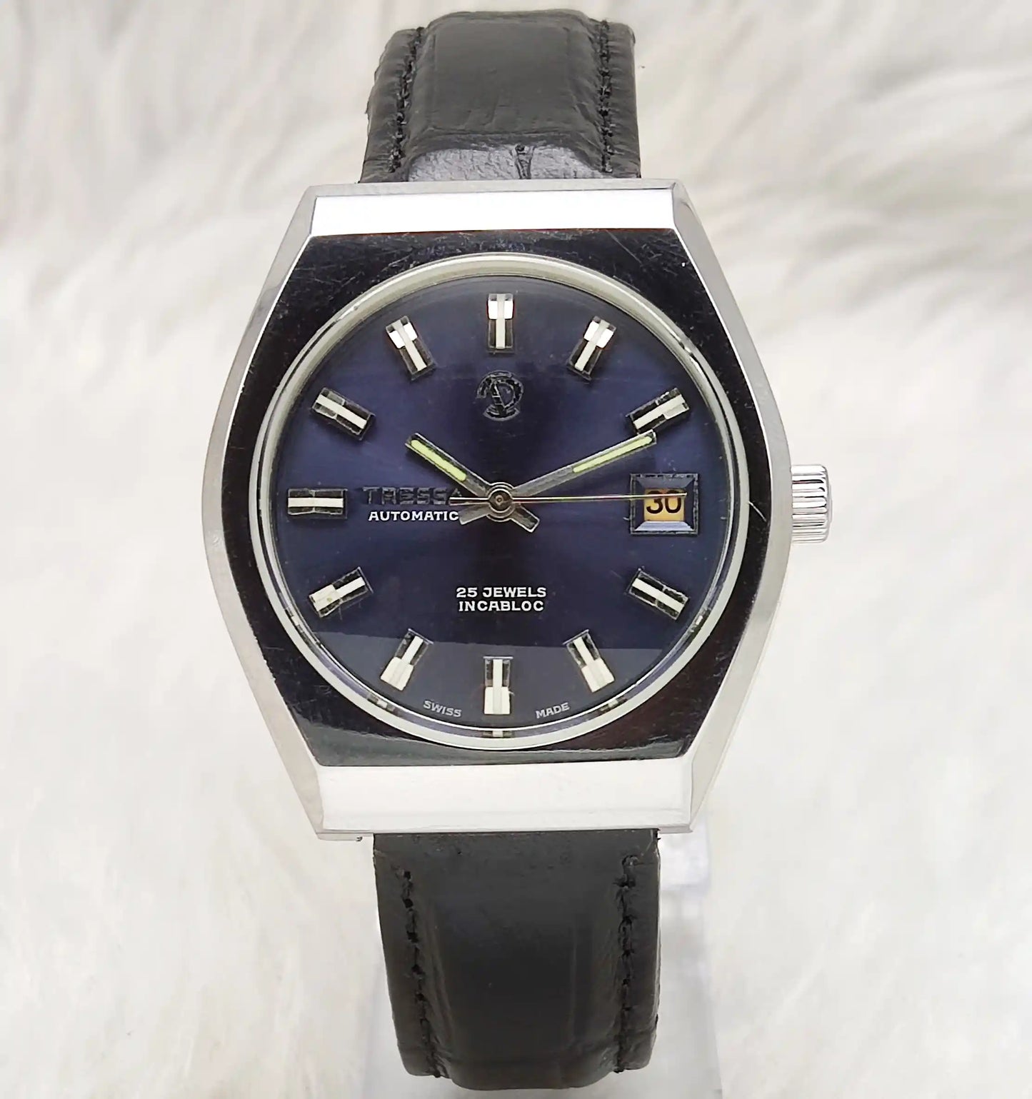 Tressa Automatic 2066 25 Jewels Incabloc Dark Blue Dial Day Date Features Men's Watch