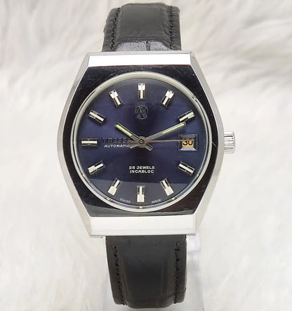 Tressa Automatic 2066 25 Jewels Incabloc Dark Blue Dial Day Date Features Men's Watch