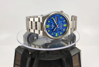 Seiko 5 Automatic Blue Color Dial 17 Jewels Japan Made Day-Date Functions Men's Wrist Watch 7009A Discover-Diamonds